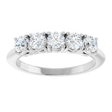 14K Gold Round Lab-Grown Diamond Five-Stone Anniversary Band - 1/6-3/4 CTW - White Gold - view 3