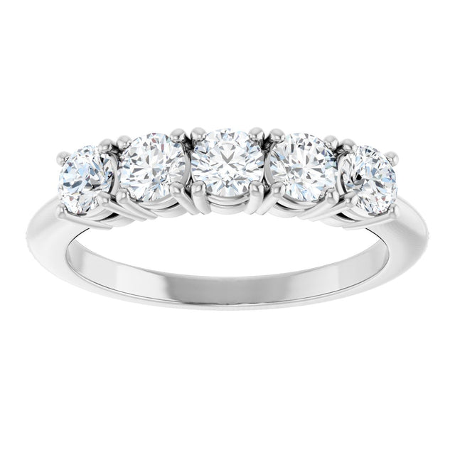 14K Gold Round Natural Diamond Five-Stone Anniversary Band - 1/8-3/4 CTW - White Gold - view 3