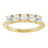 14K Gold Round Natural Diamond Five-Stone Anniversary Band - 1/8-3/4 CTW - Yellow Gold - view 3