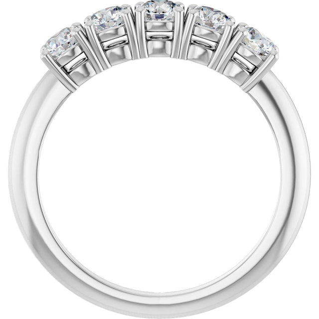 14K Gold Round Lab-Grown Diamond Five-Stone Anniversary Band - 1/6-3/4 CTW - White Gold - view 2