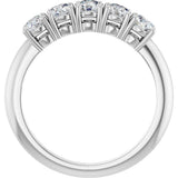 14K Gold Round Natural Diamond Five-Stone Anniversary Band - 1/8-3/4 CTW - White Gold - view 2