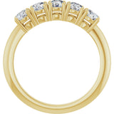 14K Gold Round Natural Diamond Five-Stone Anniversary Band - 1/8-3/4 CTW - Yellow Gold - view 2