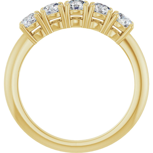 14K Gold Round Lab-Grown Diamond Five-Stone Anniversary Band - 1/6-3/4 CTW - Yellow Gold - view 2