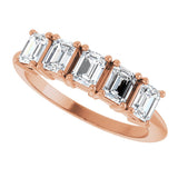 14K Gold Emerald Lab-Grown Diamond Five-Stone Anniversary Band - 4x3mm Stones - Rose Gold - view 5