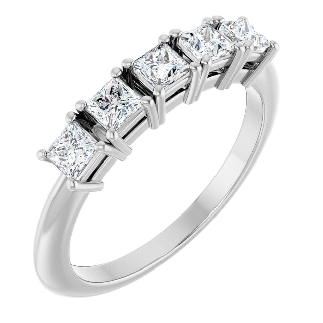 Platinum Square Lab-Grown Diamond Five-Stone Anniversary Band - 1/4-1/2 CTW