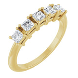 14K Gold Square Lab-Grown Diamond Five-Stone Anniversary Band - 1/4-1/2 CTW - Yellow Gold