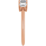14K Gold Emerald Lab-Grown Diamond Five-Stone Anniversary Band - 3.75x2.5mm Stones - Rose Gold - view 4