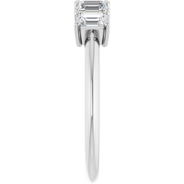 Platinum Emerald Lab-Grown Diamond Five-Stone Anniversary Band - 3.75x2.5mm Stones - view 4