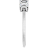 14K Gold Emerald Lab-Grown Diamond Five-Stone Anniversary Band - 3.75x2.5mm Stones - White Gold - view 4