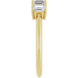 14K Gold Emerald Lab-Grown Diamond Five-Stone Anniversary Band - 3.75x2.5mm Stones - Yellow Gold - view 4