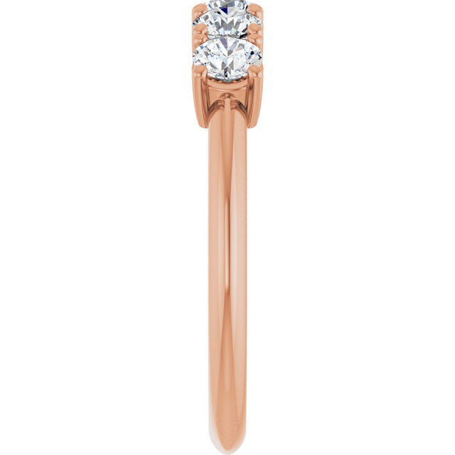 14K Gold Round Lab-Grown Diamond Five-Stone Anniversary Band - 1/6-3/4 CTW - Rose Gold - view 4