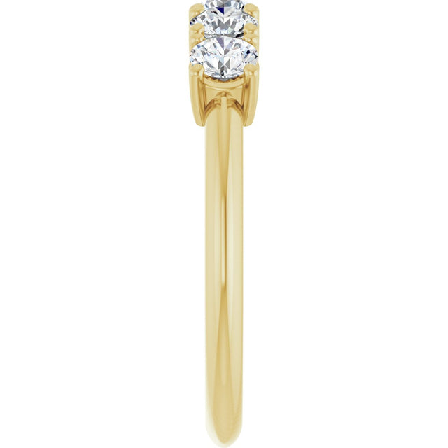 14K Gold Round Natural Diamond Five-Stone Anniversary Band - 1/8-3/4 CTW - Yellow Gold - view 4