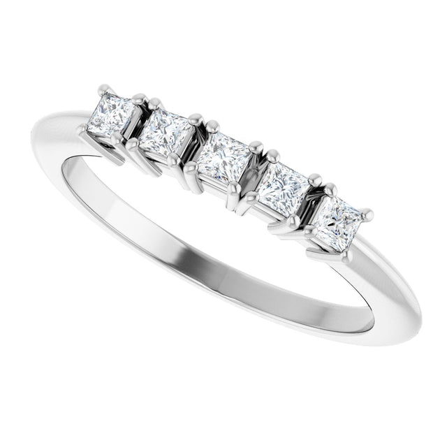 Platinum Square Natural Diamond Five-Stone Anniversary Band - 1/4-5/8 CTW - view 5