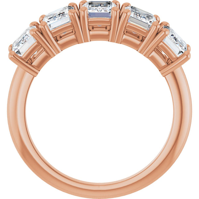14K Gold Emerald Natural Diamond Five-Stone Anniversary Band - 1 7/8-2 1/2 CTW - Rose Gold - view 2