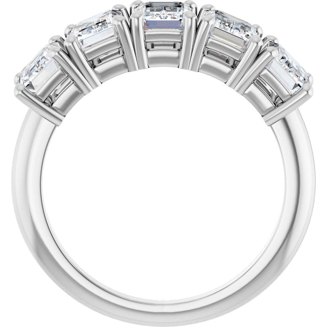 Platinum Emerald Natural Diamond Five-Stone Anniversary Band - 1 7/8-2 1/2 CTW - view 2