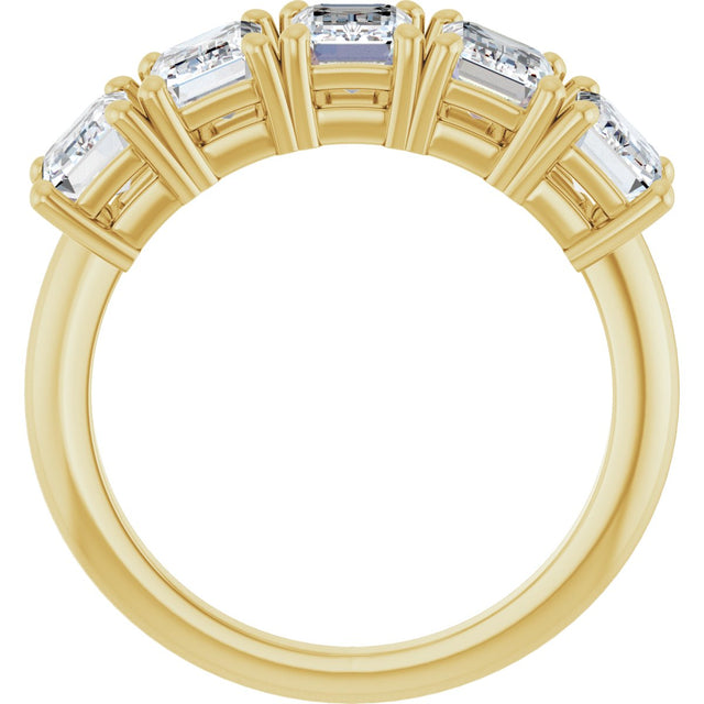 14K Gold Emerald Lab-Grown Diamond Five-Stone Anniversary Band - 1 7/8-5 1/2 CTW - Yellow Gold - view 2