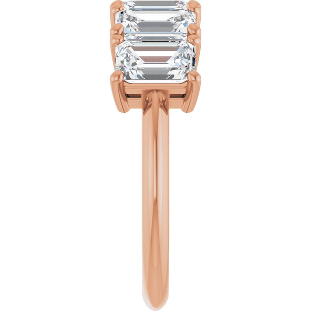 14K Gold Emerald Lab-Grown Diamond Five-Stone Anniversary Band - 1 7/8-5 1/2 CTW - Rose Gold - view 4