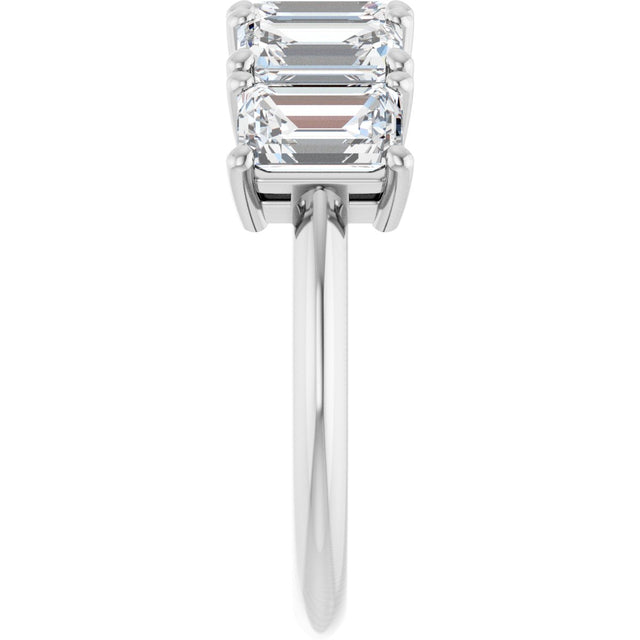 14K Gold Emerald Natural Diamond Five-Stone Anniversary Band - 1 7/8-2 1/2 CTW - White Gold - view 4