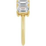 14K Gold Emerald Natural Diamond Five-Stone Anniversary Band - 1 7/8-2 1/2 CTW - Yellow Gold - view 4