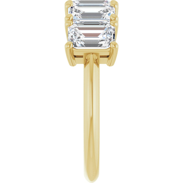 14K Gold Emerald Natural Diamond Five-Stone Anniversary Band - 1 7/8-2 1/2 CTW - Yellow Gold - view 4