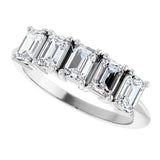 Platinum Emerald Lab-Grown Diamond Five-Stone Anniversary Band - 4.5x3mm Stones - view 5