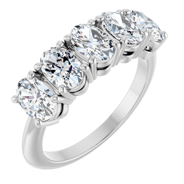 Platinum Oval Natural Diamond Five-Stone Anniversary Band - 1 1/6-1 7/8 CTW