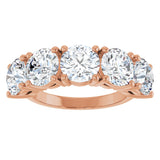 14K Gold Round Lab-Grown Diamond Five-Stone Anniversary Band - 6.5mm Stones - Rose Gold - view 3