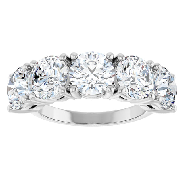 Platinum Round Natural Diamond Five-Stone Anniversary Band - 1 1/3-3 7/8 CTW - view 3