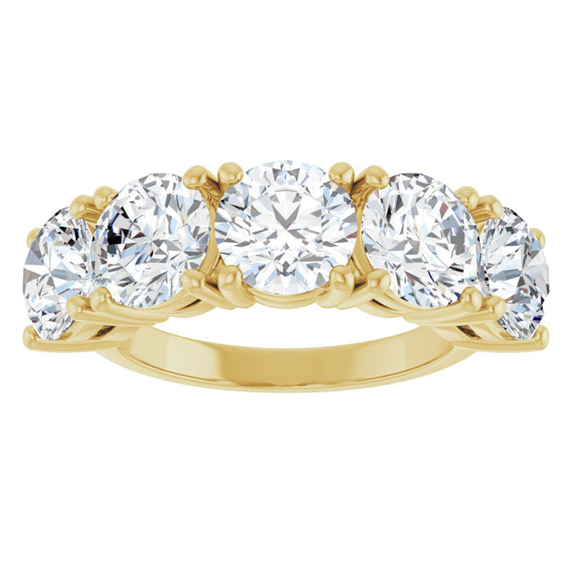 14K Gold Round Natural Diamond Five-Stone Anniversary Band - 1 1/3-3 7/8 CTW - Yellow Gold - view 3