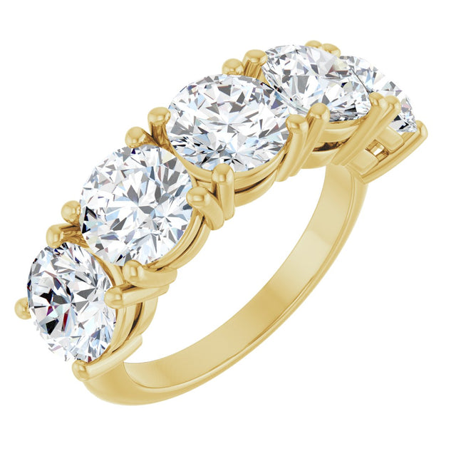 14K Gold Round Lab-Grown Diamond Five-Stone Anniversary Band - 6.5mm Stones - Yellow Gold