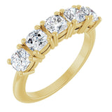 14K Gold Cushion Lab-Grown Diamond Five-Stone Anniversary Band - 3/4-1 5/8 CTW - Yellow Gold