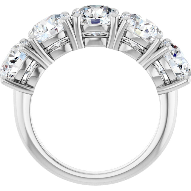 Platinum Round Lab-Grown Diamond Five-Stone Anniversary Band - 6.5mm Stones - view 2