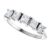 14K Gold Square Natural Diamond Five-Stone Anniversary Band - 3/4 CTW - White Gold - view 5