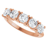 14K Gold Cushion Lab-Grown Diamond Five-Stone Anniversary Band - 3/4-1 5/8 CTW - Rose Gold - view 5