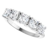 14K Gold Cushion Lab-Grown Diamond Five-Stone Anniversary Band - 3/4-1 5/8 CTW - White Gold - view 5