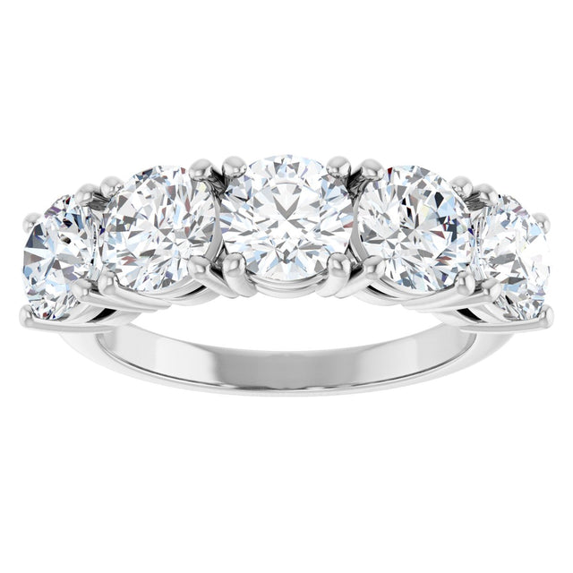 Platinum Round Lab-Grown Diamond Five-Stone Anniversary Band - 5.5mm Stones - view 3
