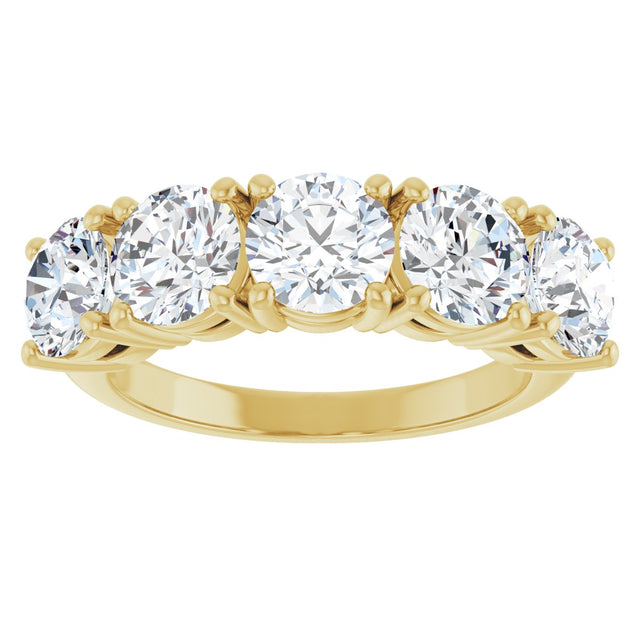 14K Gold Round Lab-Grown Diamond Five-Stone Anniversary Band - 5.5mm Stones - Yellow Gold - view 3
