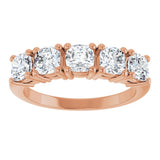 14K Gold Cushion Lab-Grown Diamond Five-Stone Anniversary Band - 3/4-1 5/8 CTW - Rose Gold - view 3