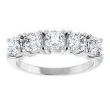 14K Gold Cushion Natural Diamond Five-Stone Anniversary Band - 3/4-1 5/8 CTW - White Gold - view 3