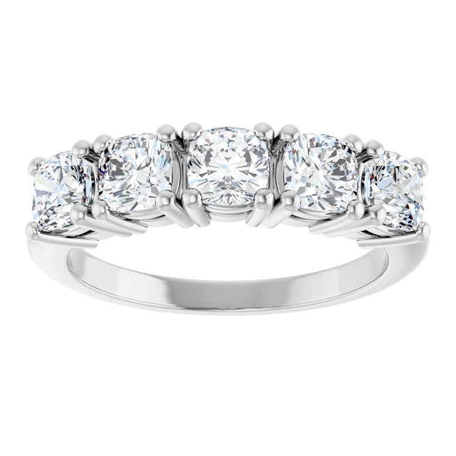 14K Gold Cushion Lab-Grown Diamond Five-Stone Anniversary Band - 3/4-1 5/8 CTW - White Gold - view 3