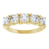 14K Gold Cushion Natural Diamond Five-Stone Anniversary Band - 3/4-1 5/8 CTW - Yellow Gold - view 3