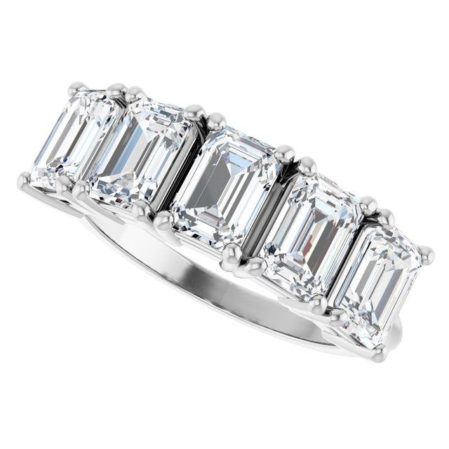 Platinum Emerald Natural Diamond Five-Stone Anniversary Band - 1 7/8-2 1/2 CTW - view 5