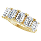 14K Gold Emerald Lab-Grown Diamond Five-Stone Anniversary Band - 1 7/8-5 1/2 CTW - Yellow Gold - view 5