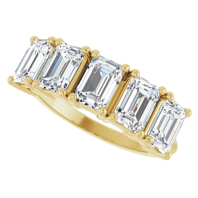 14K Gold Emerald Lab-Grown Diamond Five-Stone Anniversary Band - 1 7/8-5 1/2 CTW - Yellow Gold - view 5