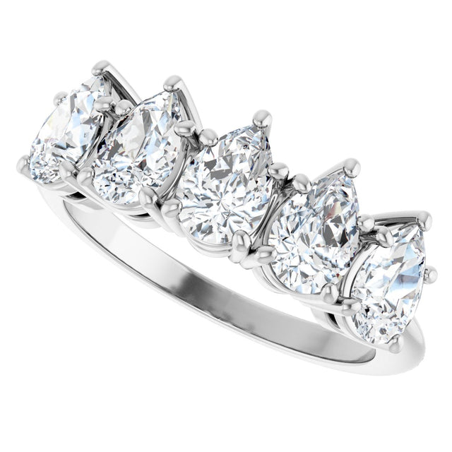 Platinum Pear Lab-Grown Diamond Five-Stone Anniversary Band - 6x4mm Stones - view 5