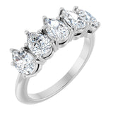 14K Gold Pear Lab-Grown Diamond Five-Stone Anniversary Band - 6x4mm Stones - White Gold