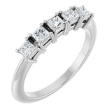 Platinum Square Natural Diamond Five-Stone Anniversary Band - 1/4-5/8 CTW