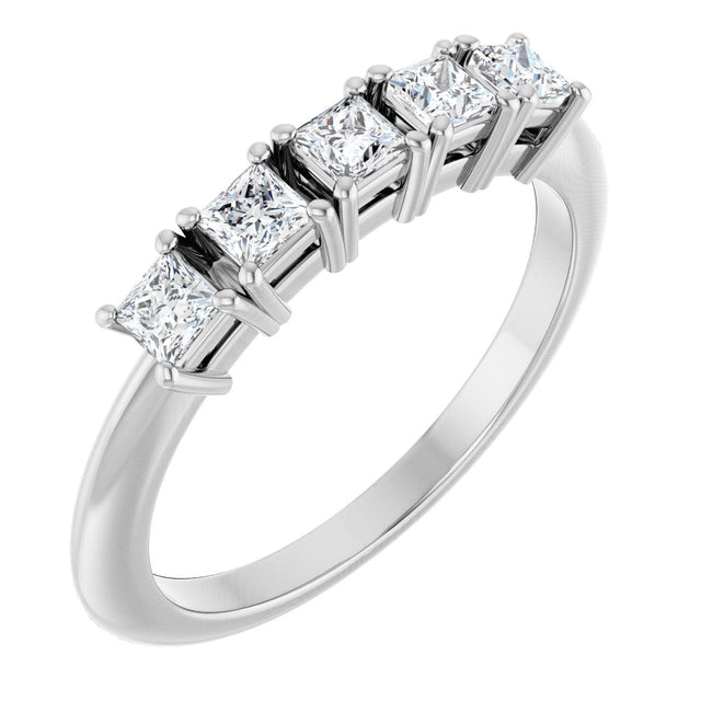 Platinum Square Lab-Grown Diamond Five-Stone Anniversary Band - 1/4-1/2 CTW