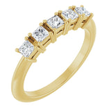 14K Gold Square Natural Diamond Five-Stone Anniversary Band - 1/4-5/8 CTW - Yellow Gold