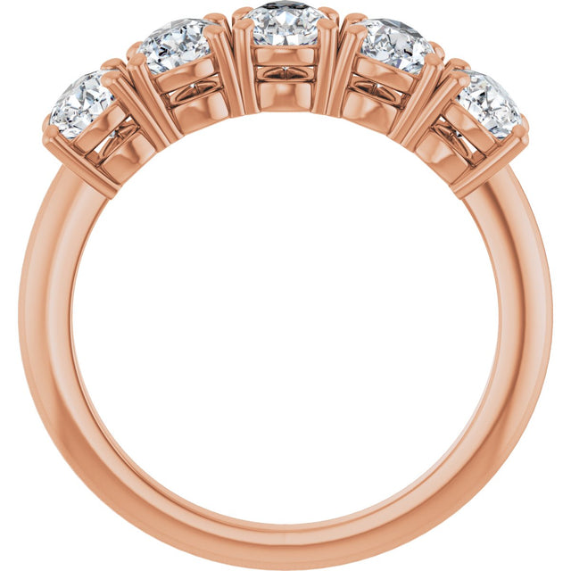 14K Gold Pear Lab-Grown Diamond Five-Stone Anniversary Band - 6x4mm Stones - Rose Gold - view 2